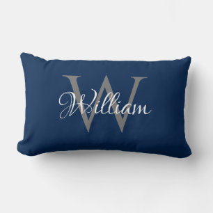 Custom Personalized Initial Script Monogram Lumbar Pillow