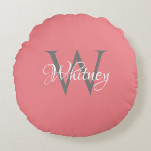 Custom Personalized Initial Script Monogram Round Pillow