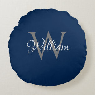Custom Personalized Initial Script Monogram Round Pillow