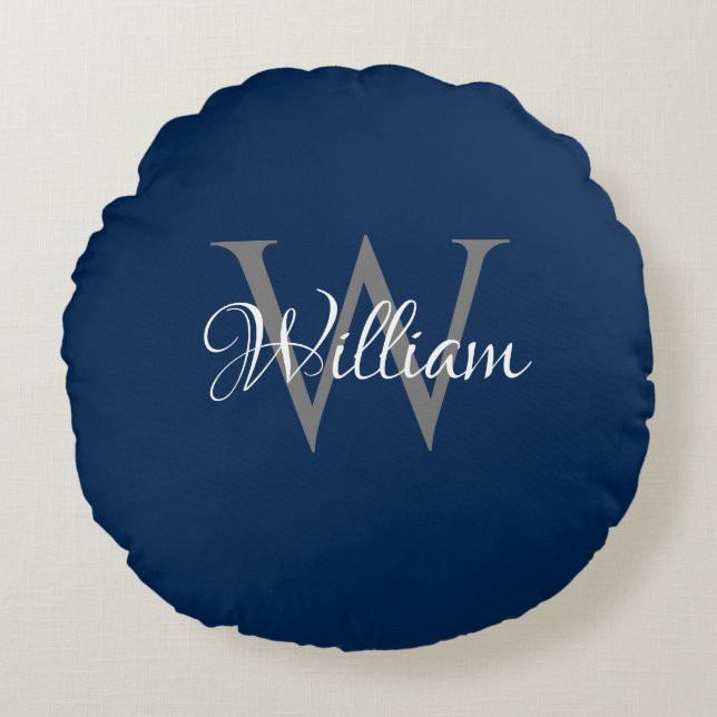 Custom Personalized Initial Script Monogram Round Pillow (Front)