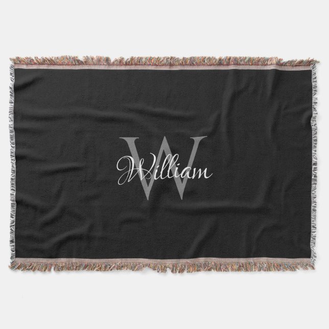 Custom Personalized Initial Script Monogram Throw Blanket (Front)
