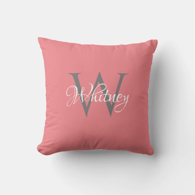 Custom Personalized Initial Script Monogram Throw Pillow (Front)