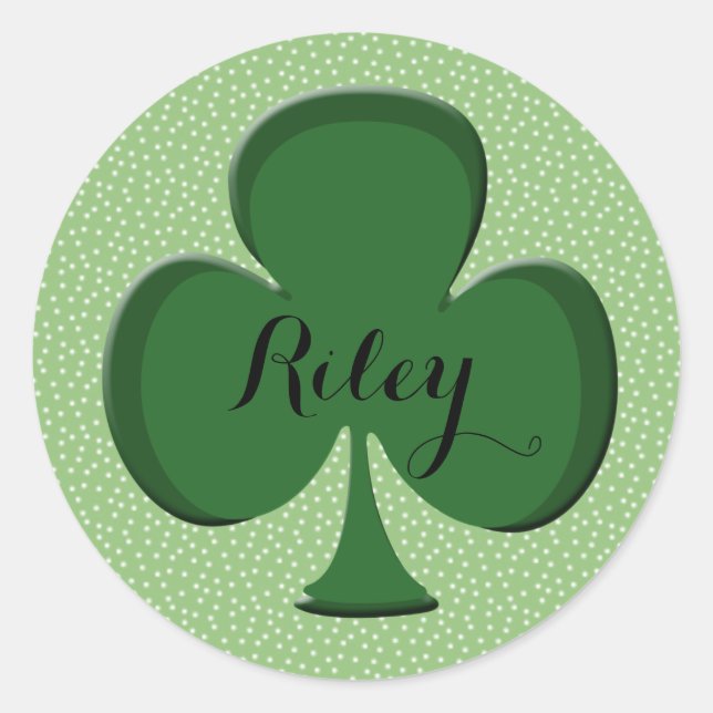 Custom Personalized Irish Shamrock Name Stickers  (Front)