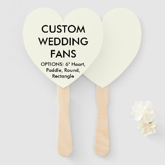 Custom Personalized IVORY HEART WEDDING FANS