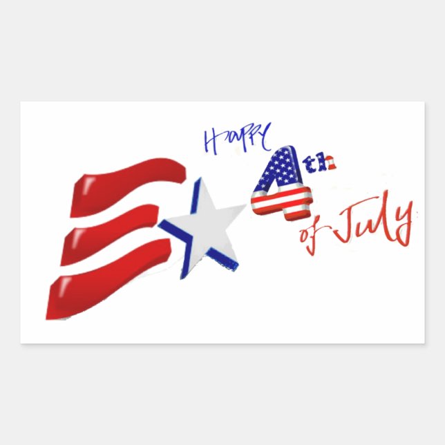 Custom Personalized July 4th American Flag Sticker (Front)