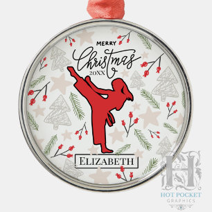 Custom Personalized Karate Martial Arts Christmas Metal Ornament