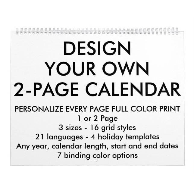 Custom Personalized Large 2-Page Calendar (Cover)