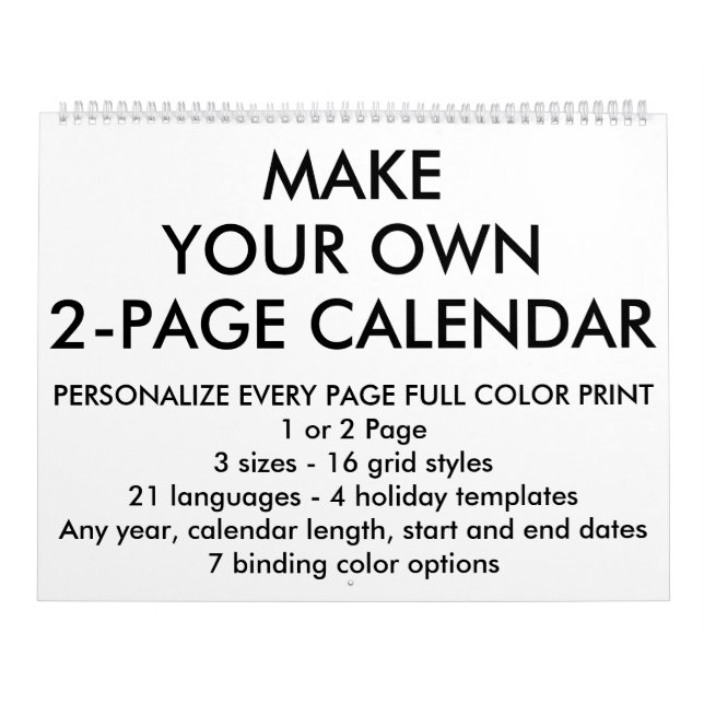 Custom Personalized Large 2-Page Calendar (Cover)