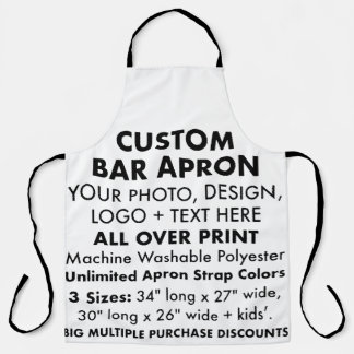 Custom Personalized Large All Over Print Bar Apron