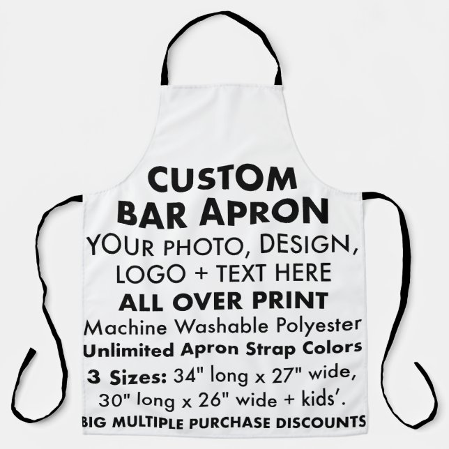 Custom Personalized Large All Over Print Bar Apron (Front)