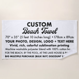 Custom Personalized Large Beach Towel 5' 10"