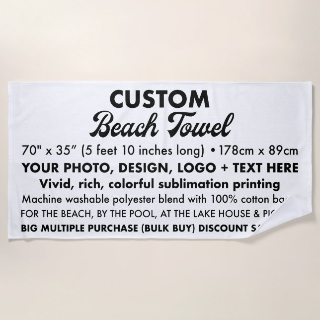 Custom Personalized Large Beach Towel 5' 10" (Front)