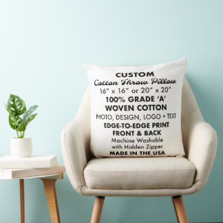 Custom personalized Large Cotton Throw Pillow 20"