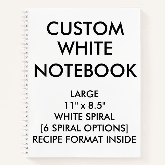 Custom Personalized Large RECIPE Notebook (Front)