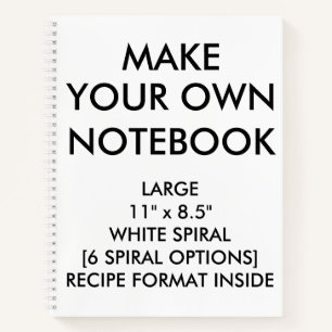 Custom Personalized Large RECIPE Notebook