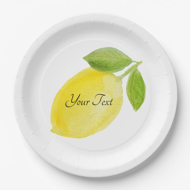Custom Personalized Lemon Plate. Paper Plate (Front)