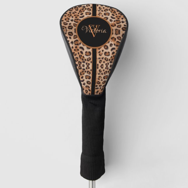Custom Personalized Leopard Print Golf Head Cover (Front)