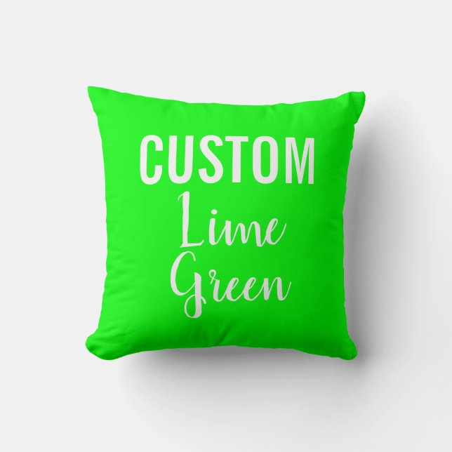 Custom Personalized LIME GREEN Throw Pillow (Front)