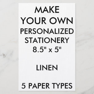 Custom Personalized Linen Stationery 8.5" x 5"