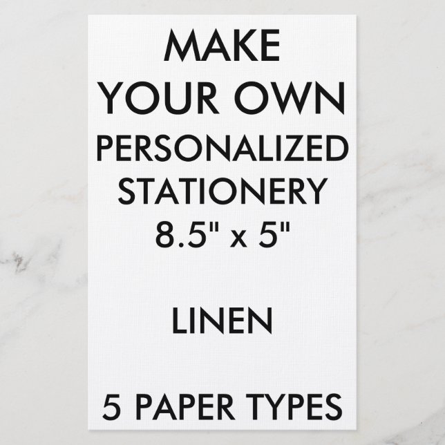 Custom Personalized Linen Stationery 8.5" x 5" (Front)