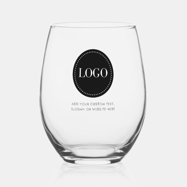 Custom Personalized Logo and Text  Stemless Wine Glass (Front)
