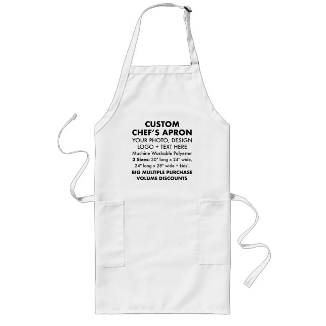 Custom Personalized Long Chef's Apron 30" x 24" (Front)