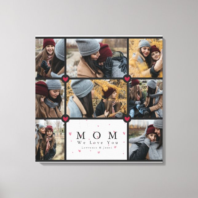 Custom Personalized Love You Mom 8 Photo collage Canvas Print (Front)