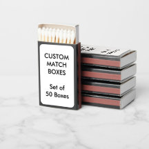 Custom Personalized MATCHBOXES - BLACK. Set of 50