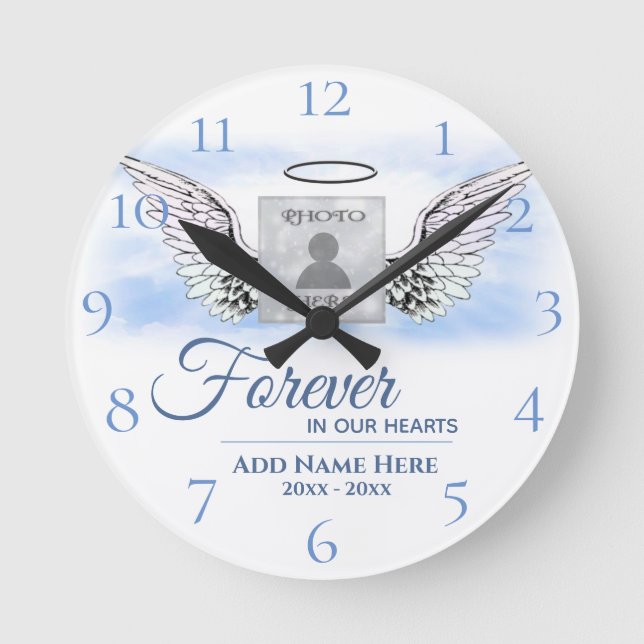 Custom Personalized Memorial Template Round Clock (Front)