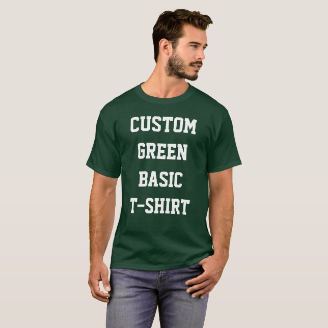 Custom Personalized Men's BASIC DARK GREEN T-SHIRT (Front Full)