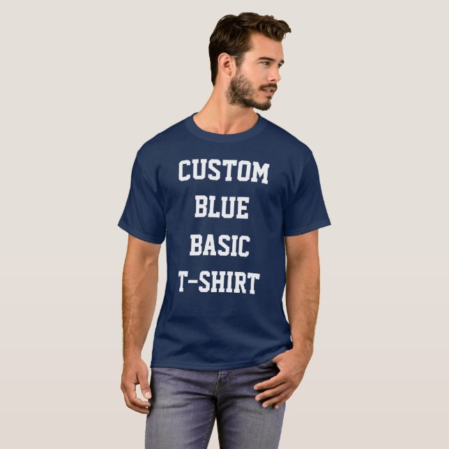 Custom Personalized Men's BASIC NAVY BLUE T-SHIRT (Front Full)