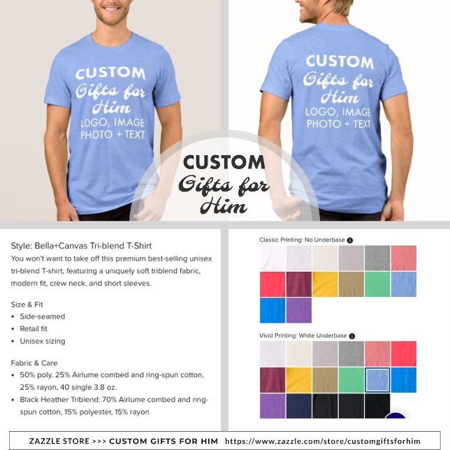 Custom personalized Men's Blue Tri-Blend T-Shirt Shirt (CUSTOM GIFTS FOR HIM
https://www.zazzle.com/store/customgiftsforhim/)
