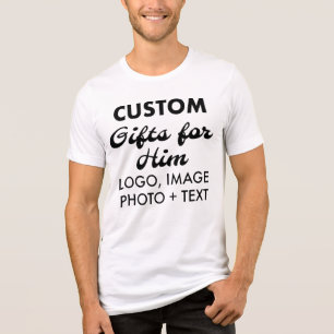 Custom personalized Men's White Tri-Blend T-Shirt Shirt