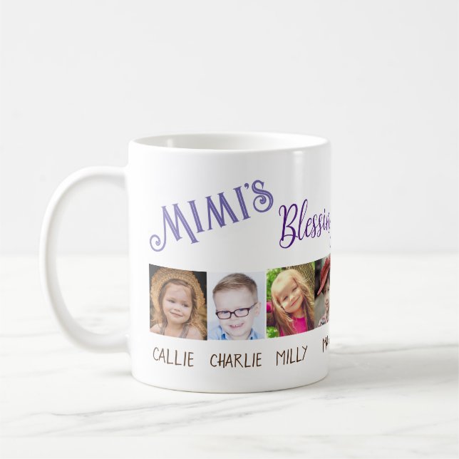 Custom Personalized Mimi's Blessings Photo Grandma Coffee Mug (Left)