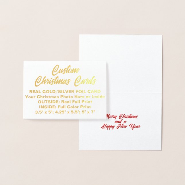 Custom Personalized MINI REAL FOIL CHRISTMAS CARD (Display)