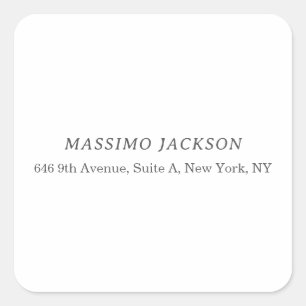 Custom personalized minimalist address name square sticker