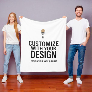 Custom Personalized Minimalist Company Branded  Fleece Blanket