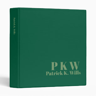 Custom Personalized Minimalist Green Portfolio  Binder