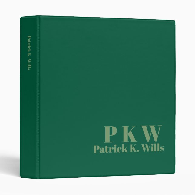 Custom Personalized Minimalist Green Portfolio  Binder (Front/Spine)