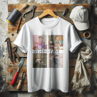 Custom Personalized Modern Cool 4 Photo Collage T-Shirt