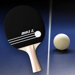 Custom Personalized Modern Font Name on Black Ping Pong Paddle