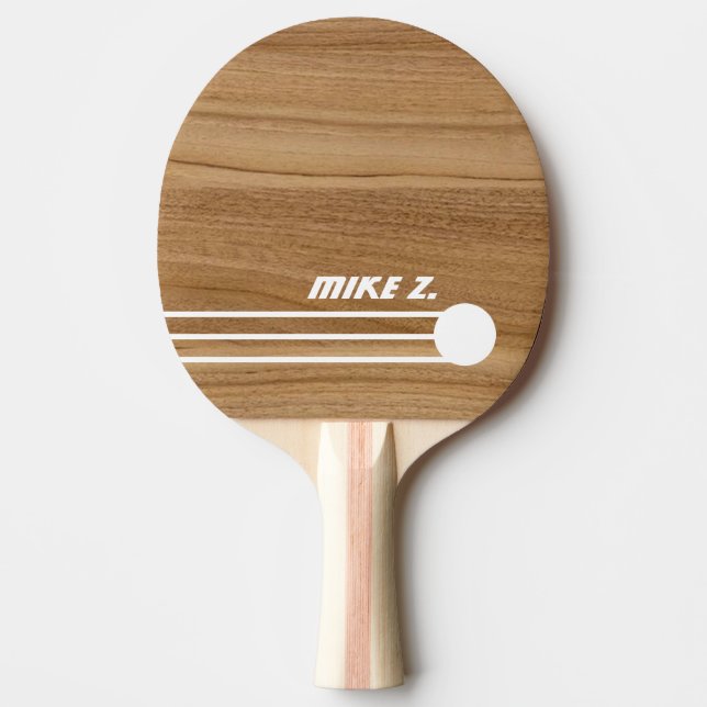 Custom Personalized Modern Font Name Wood Ping Pong Paddle (Front)