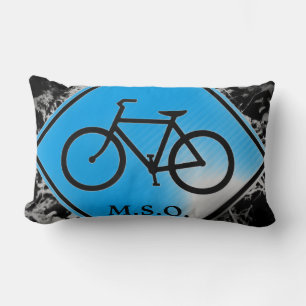custom personalized Monogram Initials on Bike sign Lumbar Pillow