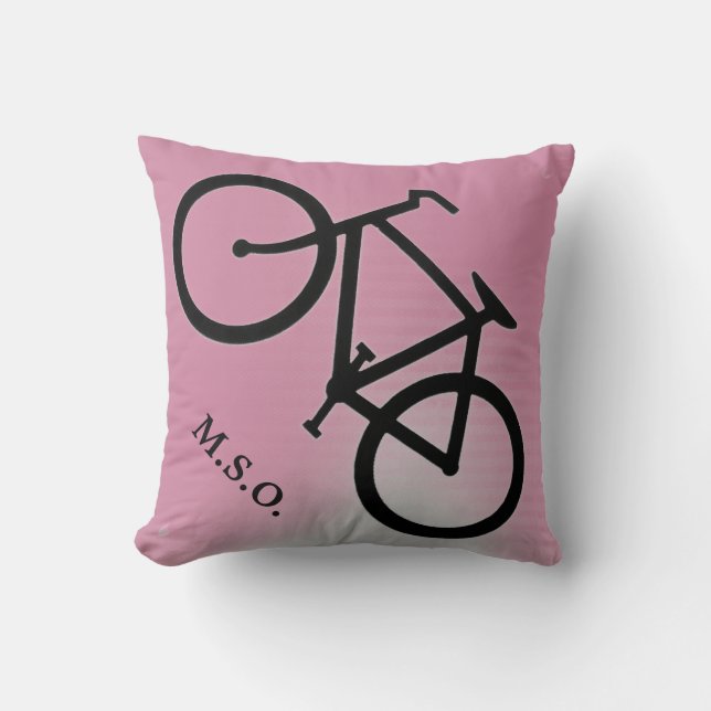 custom personalized Monogram Initials on Bike sign Throw Pillow (Front)
