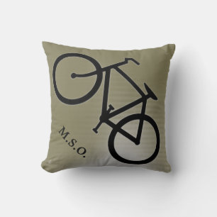 custom personalized Monogram Initials on Bike sign Throw Pillow