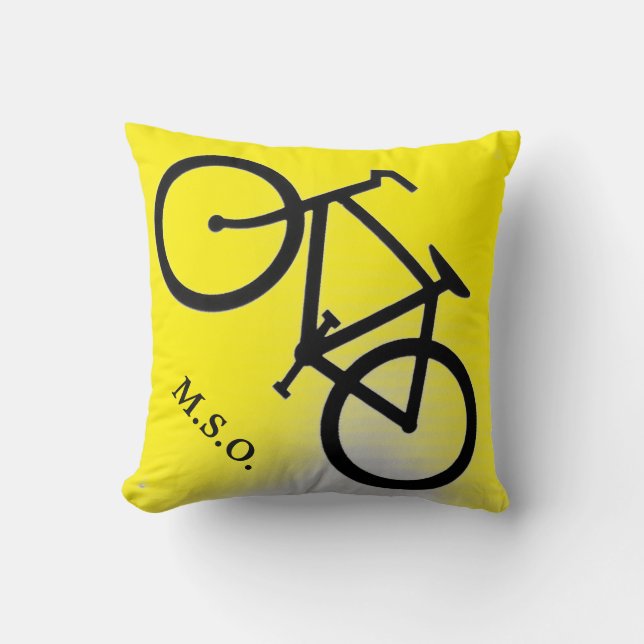 custom personalized Monogram Initials on Bike sign Throw Pillow (Front)