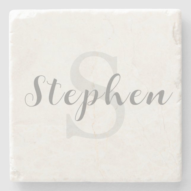 Custom Personalized Monogram Script Name Drink Stone Coaster (Front)