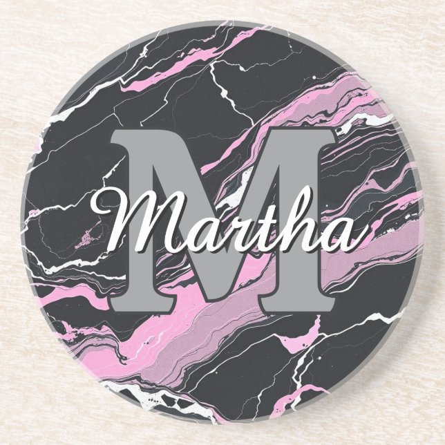 Custom Personalized Monogram Script Name Initial Coaster (Front)
