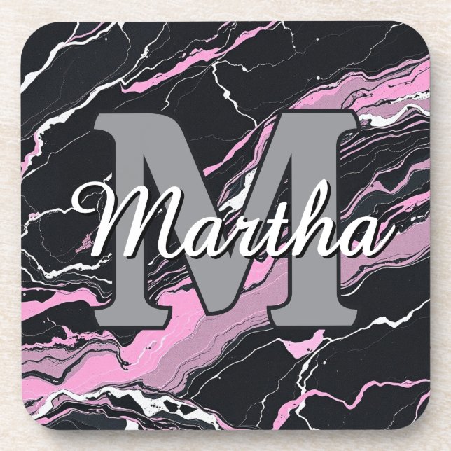 Custom Personalized Monogram Script Name Initial Coaster (Front)