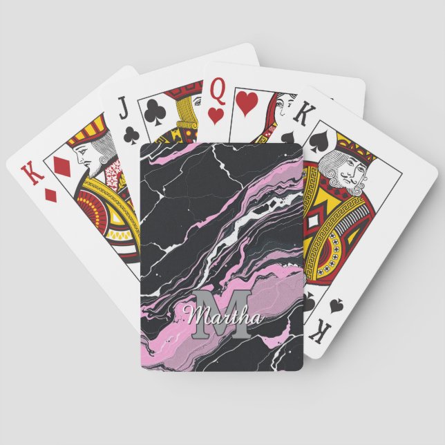 Custom Personalized Monogram Script Name Initial Playing Cards (Back)